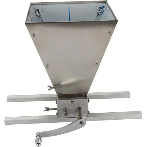 Getreidemühle - Manuelle Malz- und Flockenquetsche - Verstellbare Walzen - 4 l Trichter - Edelstahl - Silber