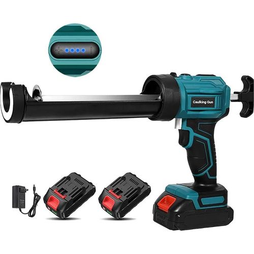 Akku Kartuschenpistole - Silikonpistole - 4 Geschwindigkeiten - 2x 18 V Akkus - Für Türen & Fenster - Blau