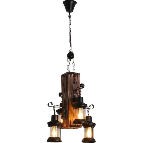 Pendelleuchte, Vintage-Stil, 4-Lampen-Design, veränderlich, schwarz, schwarz