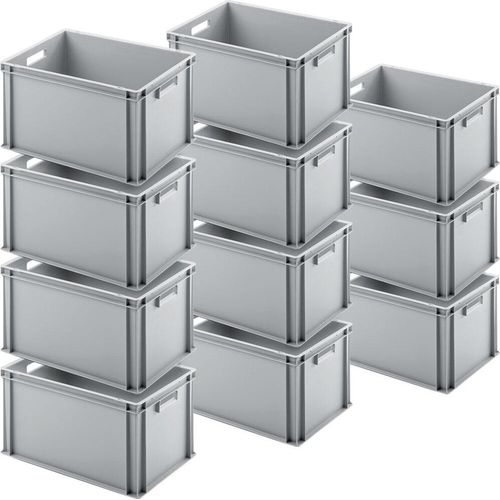 10x Eurobehälter, LxBxH 600 x 400 x 320 mm, Inhalt 64 Liter, Farbe grau