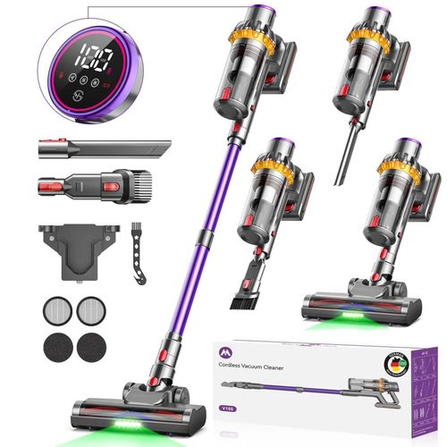 80000Pa Akku Hand Stielstaubsauger 650W/75mins Akkustaubsauger,Ultraleiser Staubsauger Kabellos SmartDisplay Leichter Antiverwicklung,handstaubsauger