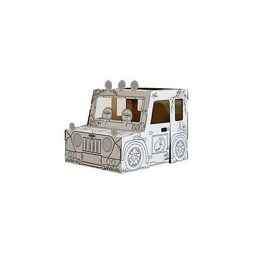 Bankers Box XL DINO-Truck Spielhaus aus Wellpappe, zum Ausmalen, Stecksystem, kinderfreundliche Tinten, FSC-zertifiziert, B 795 x T 977 x H 815 mm, weiß