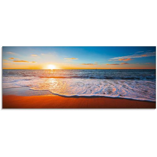 Glasbild ARTLAND "Sonnenuntergang und das Meer", blau (farbe bild(er): blau), B:125cm H:50cm, Bilder, in verschiedenen Größen