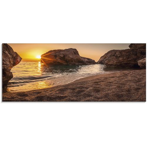 Glasbild ARTLAND "Sonnenuntergang und Strand", beige (farbe bild(er): naturfarben), B:125cm H:50cm, Bilder, in verschiedenen Größen