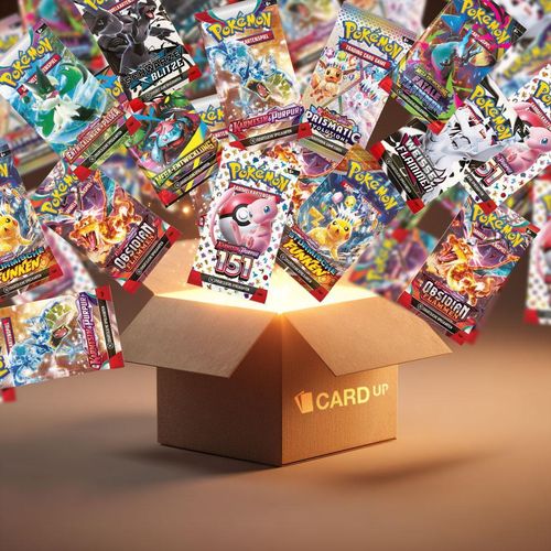 Pokémon Booster Set – 50x deutsche Boosterpacks (zufällige Sets) + Card-Up Überraschung