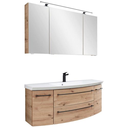 Sadena Badezimmer , Eiche , Holzwerkstoff , 2 Schubladen , 121 cm , Made in Germany , hängend , Badezimmer, Badmöbelsets & Badmöbelserien, Badmöbel-Sets