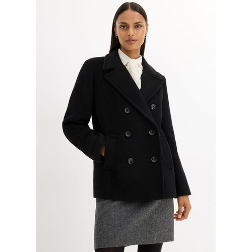 bonprix Cabanjacke aus Wolle, schwarz, Gr.54, moderne Cabanjacke aus wärmendem Wollmix in Premium Qualität, aus Wolle