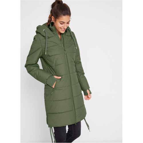bonprix Wasserabweisender Steppmantel, grün, Gr.48, Wasserabweisender Wintermantel mit Reißverschlusstaschen