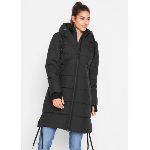 bonprix Wasserabweisender Steppmantel, schwarz, Gr.46, Wasserabweisender Wintermantel mit Reißverschlusstaschen
