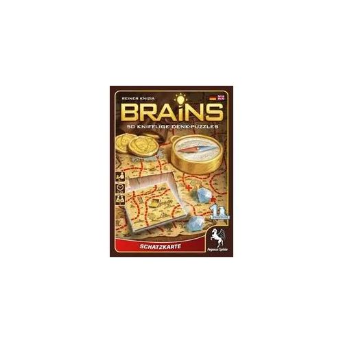 Pegasus - Brains Schatzkarte, 50 knifflige Denk-Puzzles, Denksport