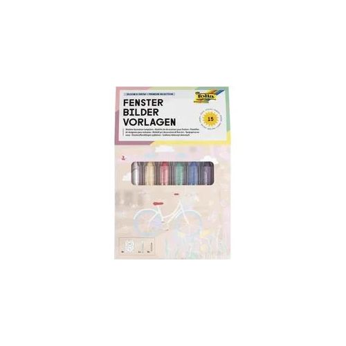 Folia Fensterbilder Vorlagen BLOOM & GROW - Premium, 8x Vorlagen,1x Kreidemarker, 6x Kreidestift