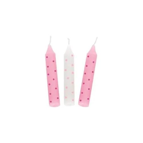 Geburtstagskerzen-Set, rosa gepunktet (für Geburtstagskränze 106,Geburtstagskränze 108,55985,60721,60726,60706)