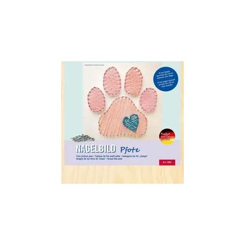 PEBARO NB2 - Nagelbild Pfote, Fadenbild 20x20cm, String Art Bastelset inkl. Nägel