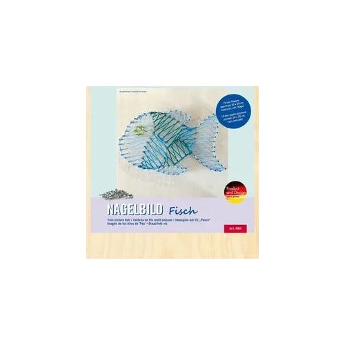 PEBARO NB4 - Nagelbild Fisch, Fadenbild 20x20cm, String Art Bastelset inkl. Nägel