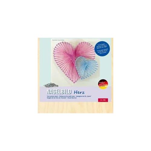 PEBARO NB6 - Nagelbild Herz, Fadenbild 20x20cm, String Art Bastelset inkl. Nägel