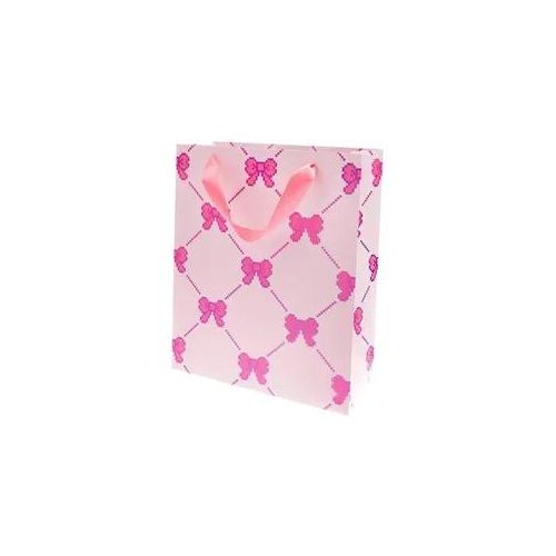 Geschenktüte Pixel Schleifen, Rosa, L , 26 x 32 x 12 cm, 230 g/m2