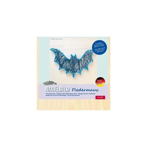 PEBARO NB5 - Nagelbild Fledermaus, Fadenbild 20x20cm, String Art Bastelset inkl. Nägel