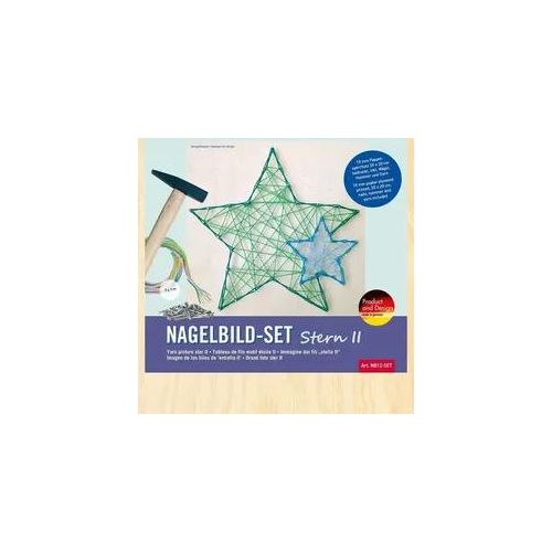 PEBARO NB12-SET - Nagelbild-Set Stern II, Fadenbild, 20x20cm, Bastelset