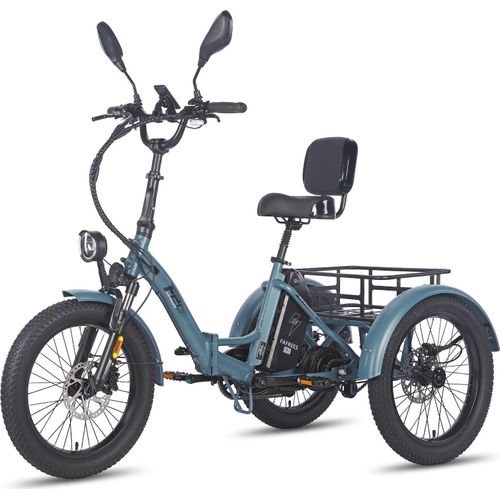 FAFREES F20 Mate E-Lastenrad - Akku 48V23.45AH 20-Zoll-Rädern Hydraulikbremse Sattel mit Rückenlehne - Graublau