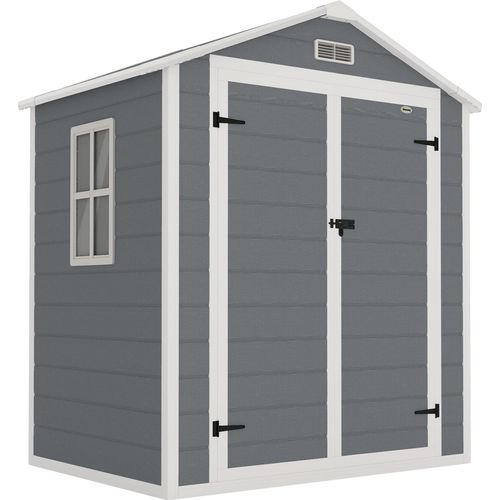 Abschließbarer Metall-Gartenschuppen, Doppeltür, Fenster, 1,80 x 1,30 x 2,10 m