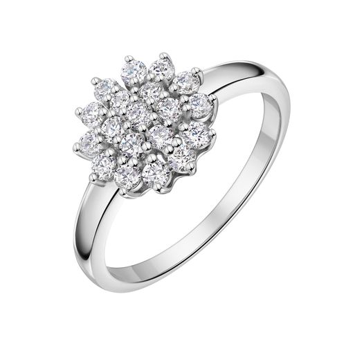 Fingerring FIRETTI "Schmuck Geschenk Silber 925 Damenring Ring Blume" Gr. 56, silberfarben, kristallweiß, Fingerringe, Damen, 56, Silber 925 (Sterlingsilber), 4,4mm, Fingerring, mit Zirkonia (synth.)