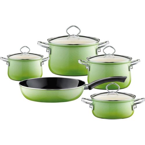 RIESS 0558-036 RIESS Emaille Topfset 5-tlg. Nouvelle extra stark, SMARAGD