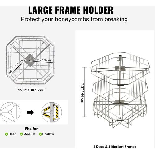 VEVOR Manuelle Honigschleuder 4/8 Rähmchen Honigextractor Tangentialschleuder