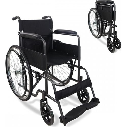 Rollstuhl faltbar Rollstuhl Faltrollstuhl Stahl Mobiclinic Sitzhöhe 46 cm Handbremse abnehmbare Rückenlehne stabil Faltrollstuhl leicht Grau Denver