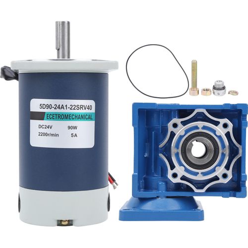 24 V DC, 5,5 A, 2200 U/min Schneckengetriebemotor, 90 W Leistung, Untersetzungsverhältnis 5 U/min, Ausgangsdrehzahl 440 U/min