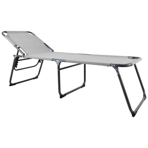 Ambia Garden Dreibeinliege, Anthrazit, Hellgrau, Metall, Textil, 59x45x193 cm, rostfrei, Rückenlehne verstellbar, Gartenmöbel, Gartenliegen