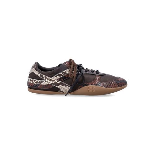 Miu Miu Low-Top Sneaker - Gymnasium Sneakers In Technical Fabric And Python- - Gr. 39 (EU) - in Schwarz - für Damen