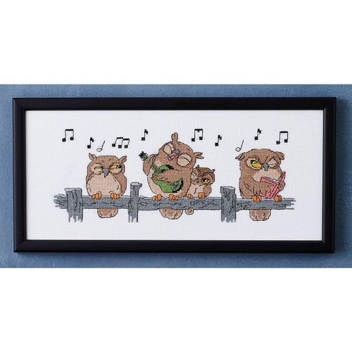 Stickbild "Eulen-Serenade", 35 x 15 cm