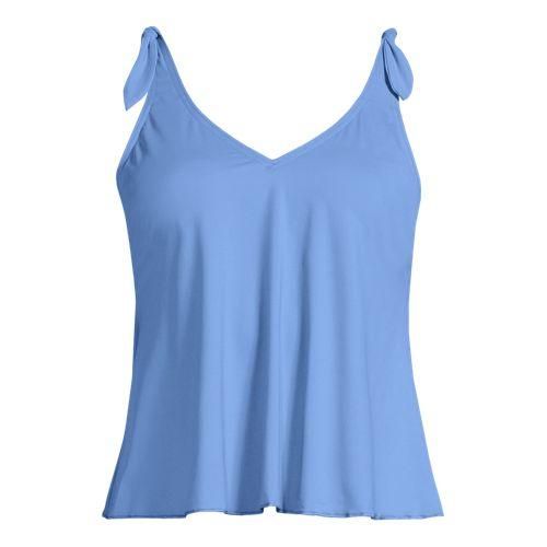 Tankini-Top mit geknoteten Trägern und Flattersaum, Damen,  Blau, Elasthan/Nylon-Mischung, by Lands' End