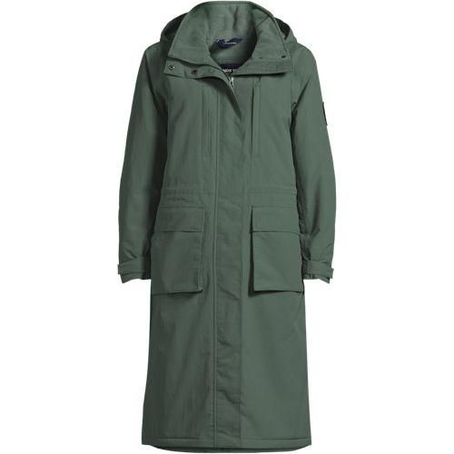 Wasserdichter Isolierter Stadion-Kapuzenmantel Squall, Damen, Grün, Nylon, by Lands' End