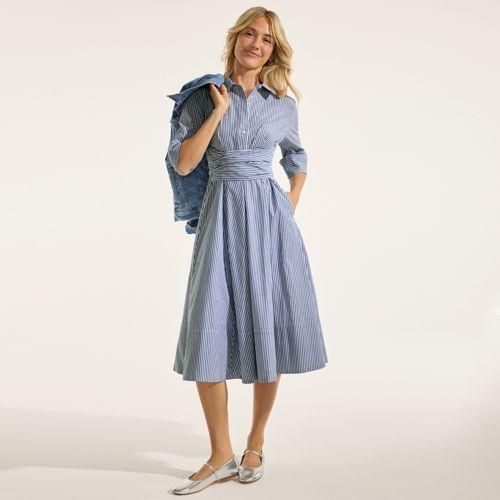 Baumwoll-Midikleid in Wickeloptik, Damen,  Blau, Baumwolle, by Lands' End