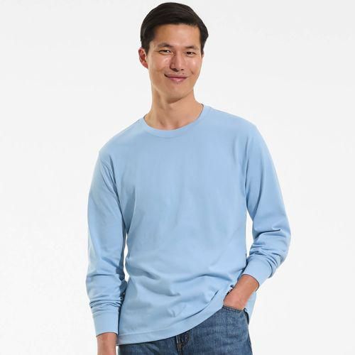 Super-T Langarm-Shirt, Classic Fit, Herren,  Blau, Baumwolle, by Lands' End