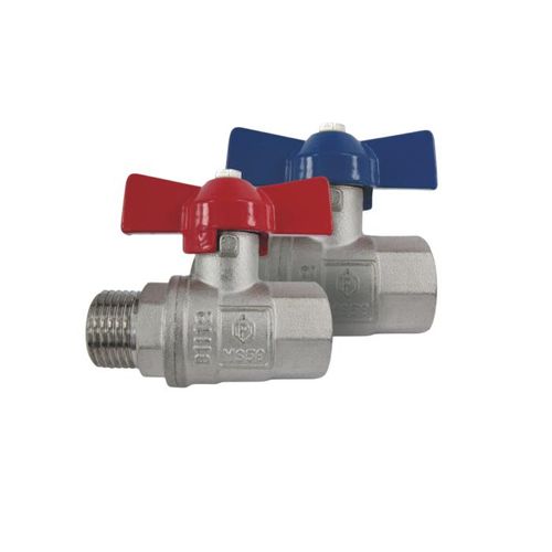 AquaCraft Kugelhahn 1 Zoll AG/IG 1001000142 mit Flügelgriff rot, Messing, DIN 50930-6