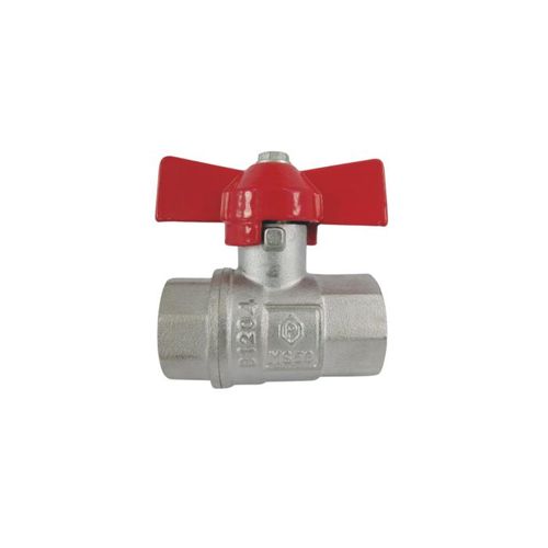 AquaCraft Kugelhahn 1 Zoll IG/IG 1001000127 Messing, mit Flügelgriff rot, IGxIG 1", DIN 50930-6