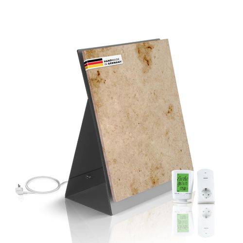 Marwona Marmor Infrarotheizung 500 Watt mit Standfuß und Funkthermostat I 5 Jahre Garantie I Made in Germany I Lymonit