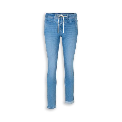 TOM TAILOR Damen TTMAYA TAPERED Stretch Jeans mit Kordelzug, blau, Uni, Gr. 29/30