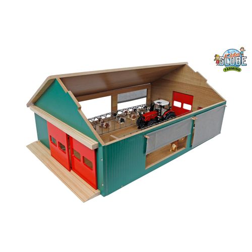 Kids Globe Stall mit beweglichen Elementen Holz Maßstab 1:32 64 x 42.5 x 26.5 cm