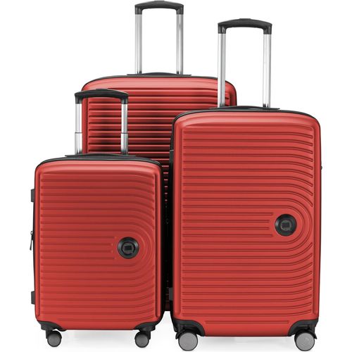 HAUPTSTADTKOFFER - Mitte - Koffer-Set 3 Trolley Hartschale, TSA, XXL Erweiterung, 4 Rollen (S, M & L),Rot