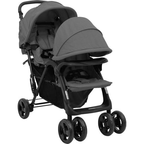 "2026 Promotion" Tandem-Zwillingskinderwagen Dunkelgrau Stahl - Kombikinderwagen CC24