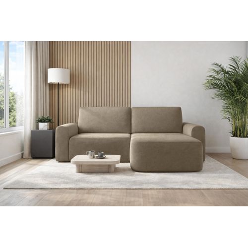 AX LIVING Sofa 250 cm Breit mit Schlaffunktion Otterton in Braun - R