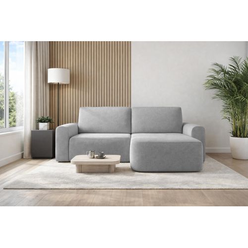 AX LIVING Sofa 250 cm breit mit Schlaffunktion Otterton in Hellgrau R