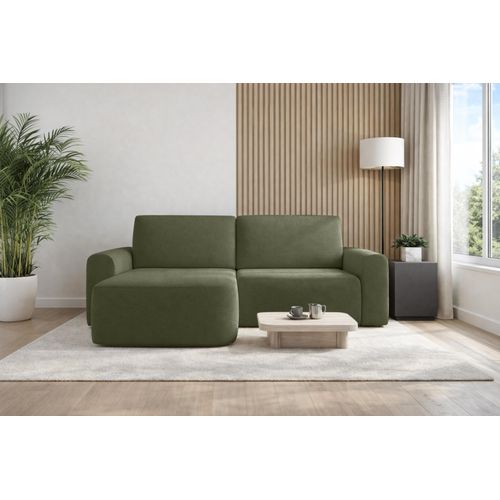 AX LIVING Sofa 250 cm breit mit Schlaffunktion Otterton in Olivgrün L