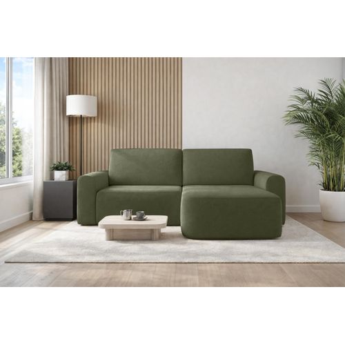 AX LIVING Sofa 250 cm breit mit Schlaffunktion Otterton in Olivgrün R