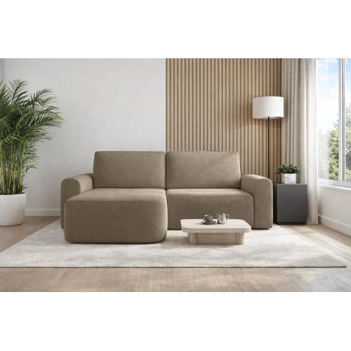 AX LIVING Sofa 250 cm Breit mit Schlaffunktion Otterton in Braun - L