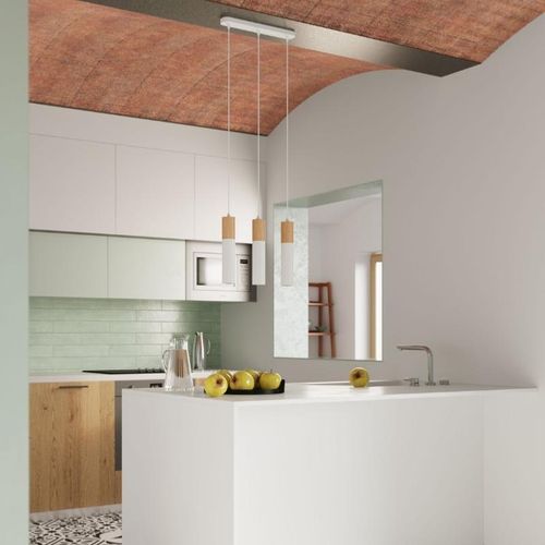 Hängeleuchte mit 3 Lampen Holz Weiß für GU10 Glühbirnen