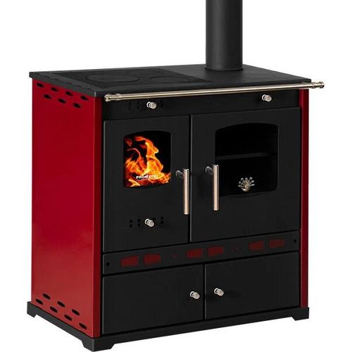 Holzofen P. Eco LUX Bordo - 7.38 kW Gusseisenplatte Kochherd Kaminofen